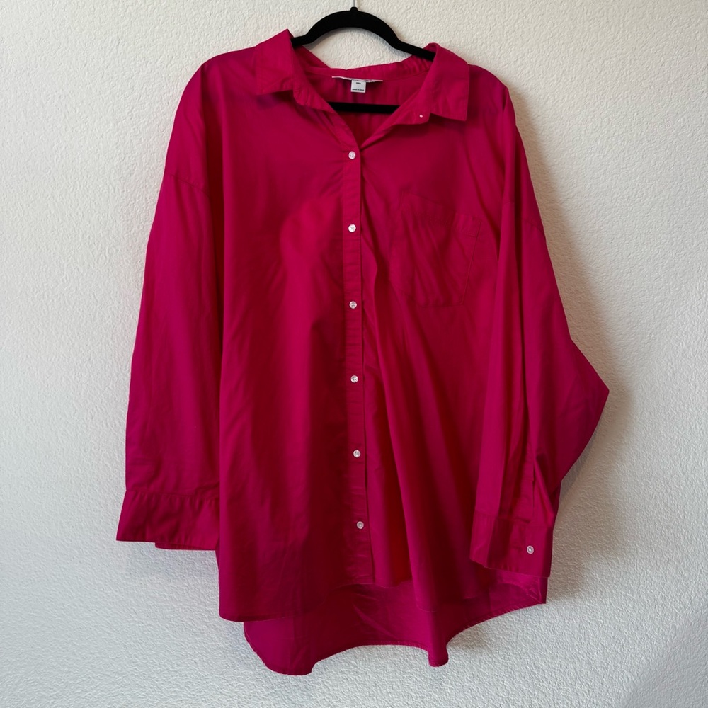 Old Navy Pink Oversized Button Down Shirt
